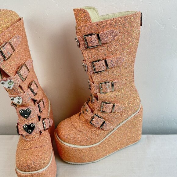Pink Glitter Heeled Boots - Picture 8 of 12